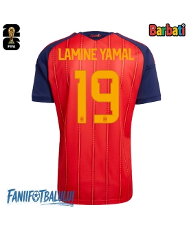 Spania Lamine Yamal #19 Tricou Fotbal Replică Mondial 2026 Barbati Acasa Spania Lamine Yamal #19 Tricou Fotbal Replică Mondial 2026 Barbati Acasa